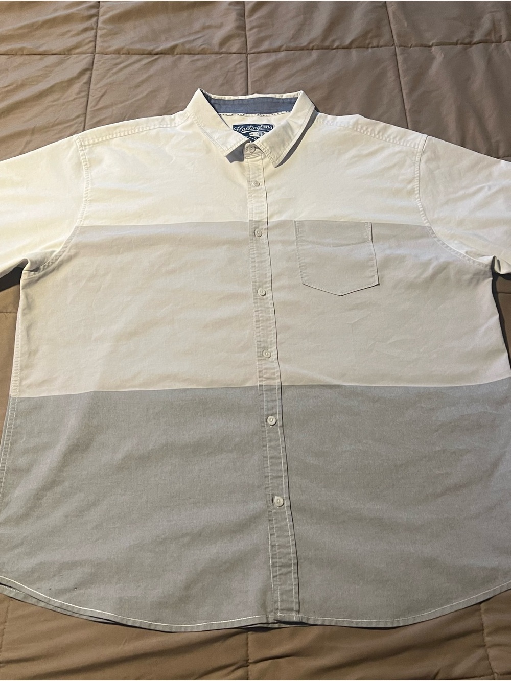 Huntington Beach Club Shirt Mens 4XL Gray Colorblock Short Sleeve Button Up